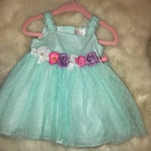 Mint Green Flower Dress (Baby 9months)